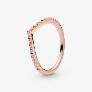 Pandora Beaded Wishbone Stapelbar Rosa Gold | ZGHTQC-438