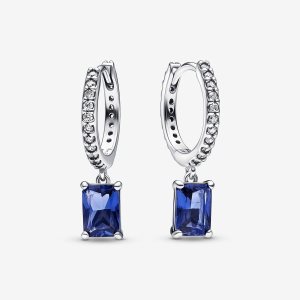 Pandora Blue Rectangular Sparkling Band Silber | NKLJGH-742