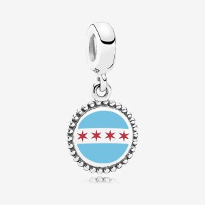 Pandora Chicago Flag Baumeln Silber | VPMGBN-687