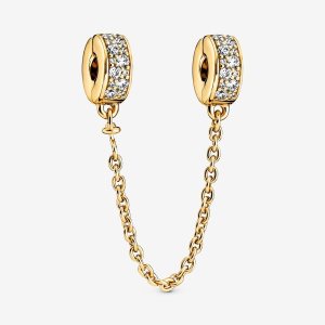 Pandora Clear Pave Clip Safety Gold | EQLHNB-810
