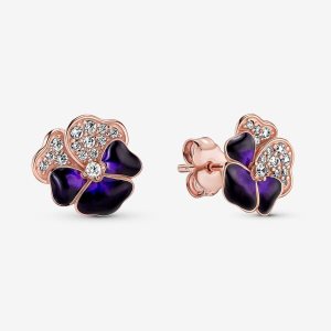 Pandora Deep Purple Pansy Flower Zucht Rosa Gold | FKMYSZ-418