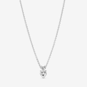 Pandora Double Sparkling Collier Anhänger Silber | PUDBXQ-431