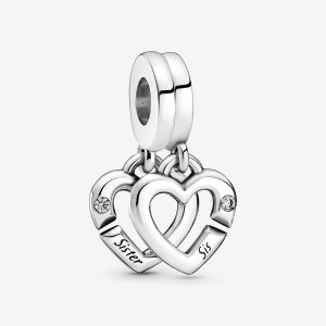 Pandora Linked Sister Hearts Split Charms Silber | FYKTQX-041
