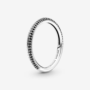 Pandora ME Black Pave Stapelbar Silber | QPTRGD-421