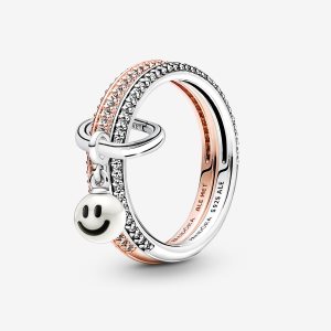 Pandora ME Happy Smiley Face Ring-sets Mehrfarbig | MDVKCX-721