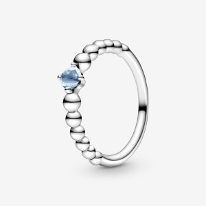Pandora March Aqua Blue Beaded Geburtsstein Silber | EAISFK-124