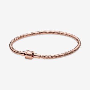 Pandora Moments Barrel Clasp Snake Kette Rosa Gold | WEDNGC-721