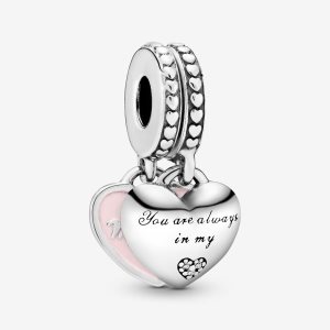 Pandora Mother & Daughter Hearts with Clear CZ Baumeln Silber | UVZWAL-358