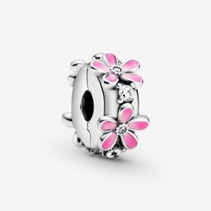 Pandora Pink Daisy Flower Clip Klammern Silber | WUEJID-408