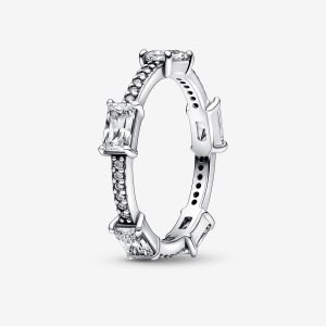 Pandora Rectangular Bars Sparkling Pave Stapelbar Silber | TPBMZH-259