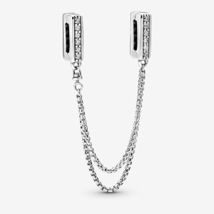 Pandora Reflexions Sparkling Clip Safety Silber | UHIVQP-437
