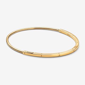Pandora Signature I-D Armreifen Gold | QLVFOH-982