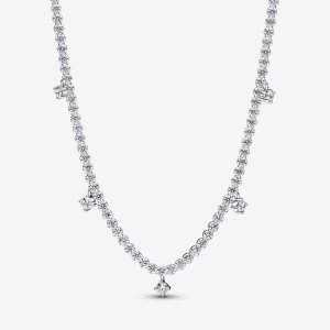 Pandora Sparkling Collier Kette Silber | MYGFQD-760