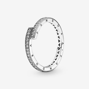 Pandora Sparkling Overlapping Band Silber | XJUZIG-106