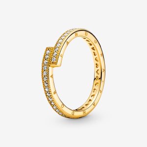 Pandora Sparkling Overlapping Stapelbar Gold | VTDXMI-450