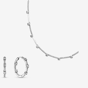 Pandora Sparkling Pave Bars Halsketten- Und Ohrring-sets Mehrfarbig | FOJPNU-098
