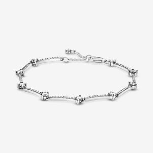 Pandora Sparkling Pave Bars Non-Charms Silber | KDAHPG-401