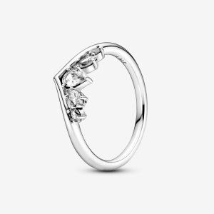 Pandora Sparkling Pear & Marquise Wishbone Stapelbar Silber | PEOQLX-539