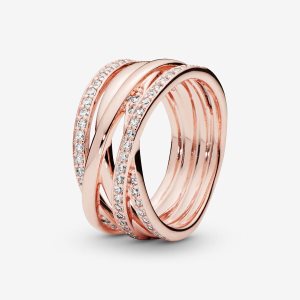 Pandora Sparkling & Polished Lines Band Rosa Gold | AZNOPD-920