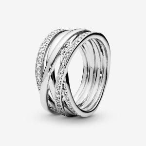 Pandora Sparkling & Polished Lines Band Silber | RGKCHF-147