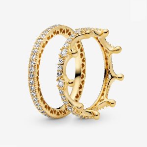 Pandora Sparkling Queen Crown Stacking Ring-sets Mehrfarbig | JCSATD-130