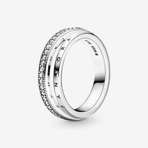 Pandora Triple Pave Aussage Silber | OGYWJV-249